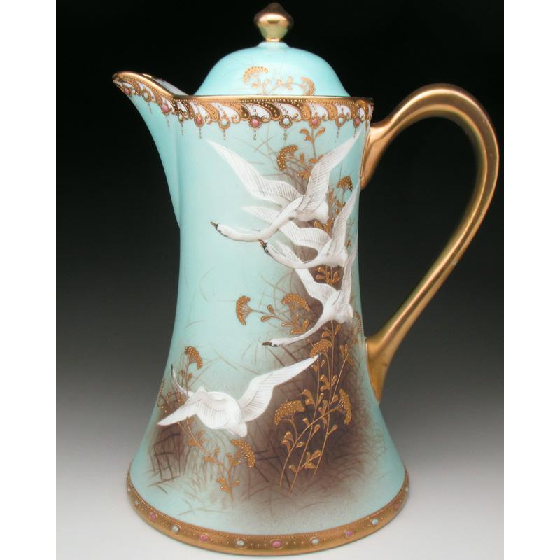 ノリタケ オールドノリタケ 金盛りジュール フライングスワン コーヒー