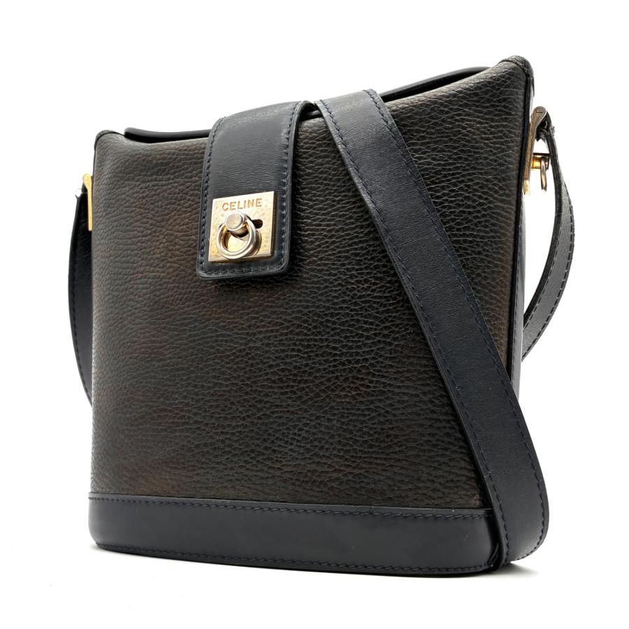 CELINE セリーヌ ショルダーバッグ オールレザー ガンチーニ ロゴ金具