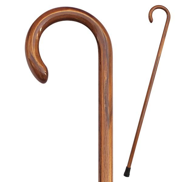 No.21 縞オーク大曲ステッキ（木製杖／最長91cm／日本製）｜土屋産業