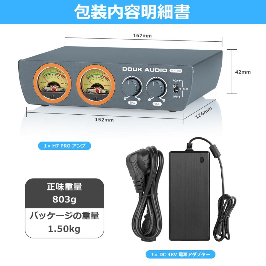 Nobsound Douk Audio H7 PRO TPA3255 デジタルアンプ VUメーター付き