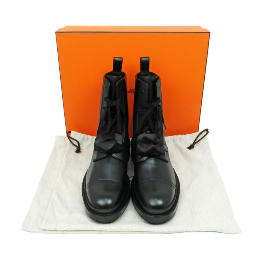 名東】エルメス ブーツ ファンク 38 BK 黒 SV金具 ケリーバックル