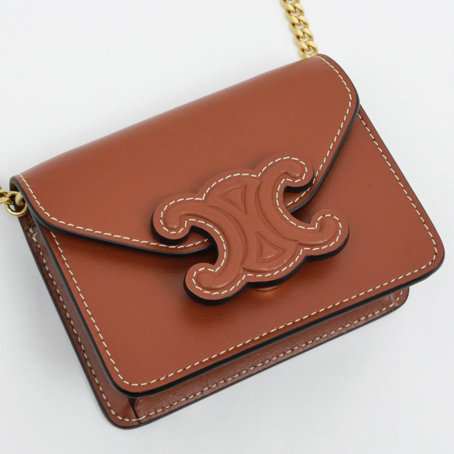 名東】セリーヌ トリオンフ チェーン付き カードホルダー 10J743DPV