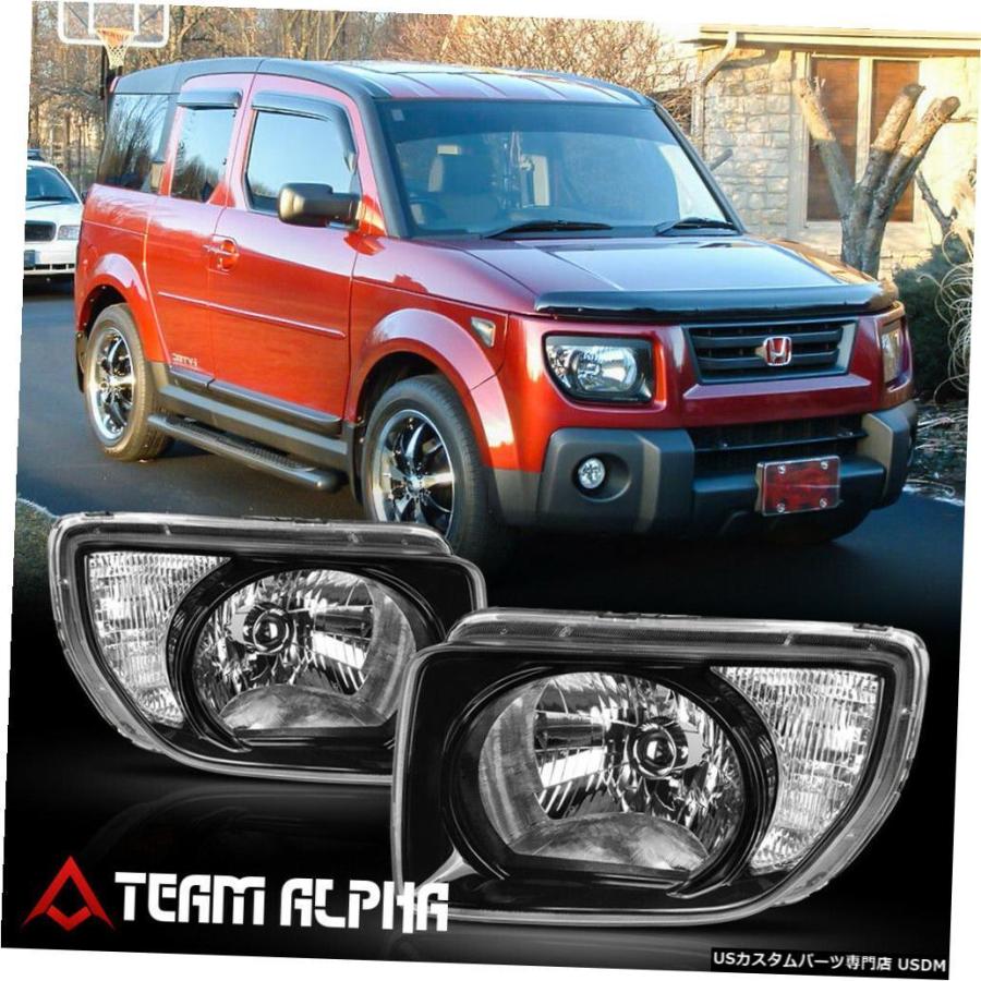 ヘッドライト 2003- 2008年ホンダエレメントに適合[ブラック/ </ wbr