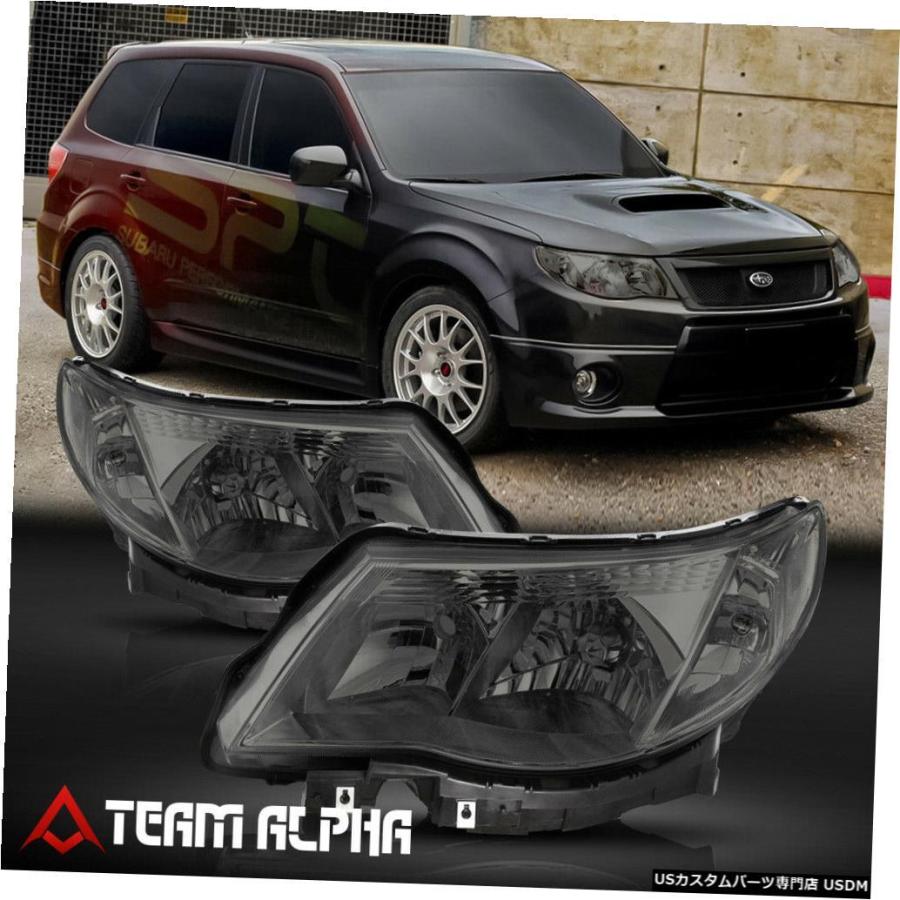 ヘッドライト 2009-2013スバルフォレスターに適合[クローム/スモーク
