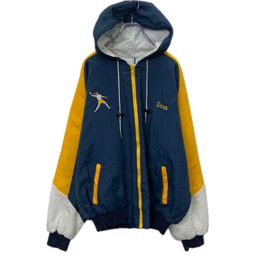 USA製 80〜90's Rennoc ナイロンジャケット XL ネイビー イエロー 切替
