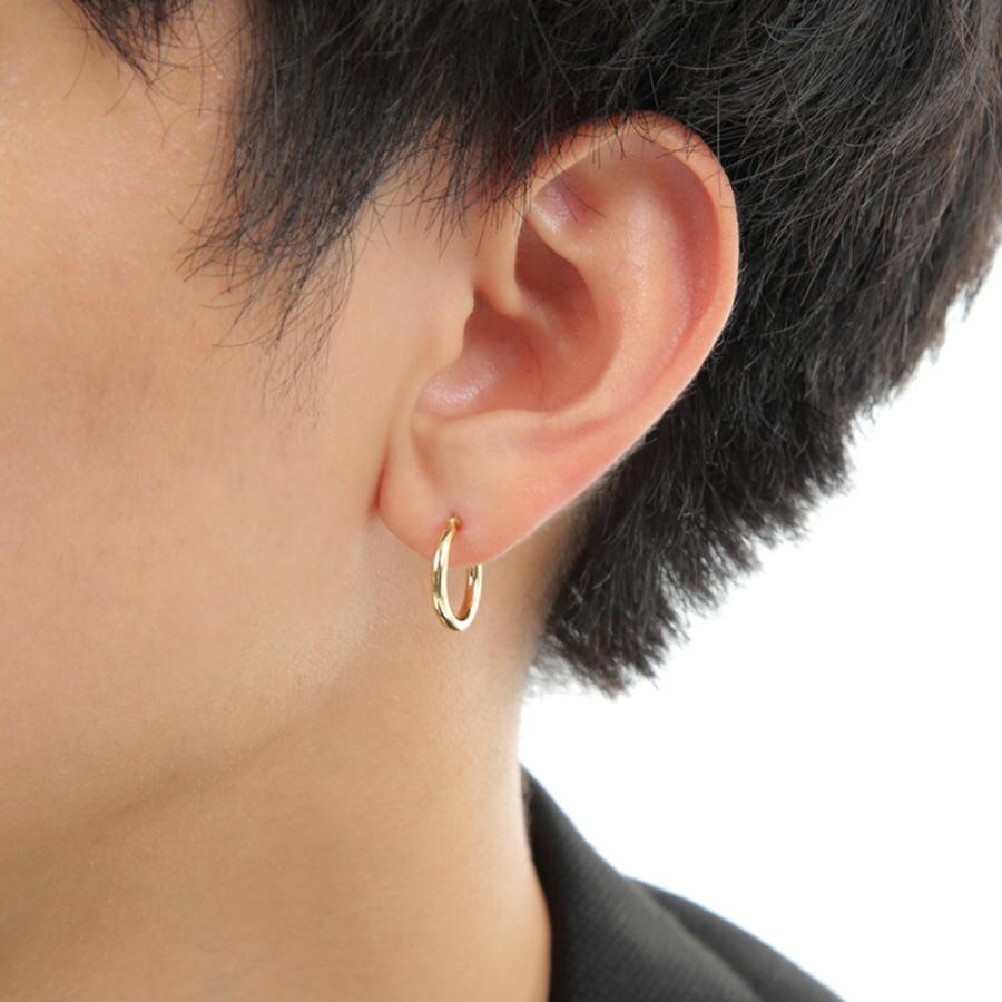 18金 メンズ ピアス K18 イエローゴールド フープ パイプ (幅2mm/直径