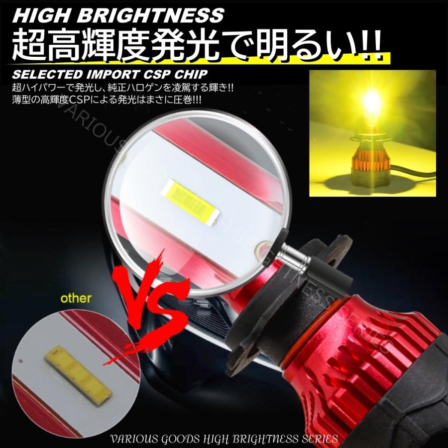 爆光LED 超高輝度 H8/H9/H11/H16/HB4 24000LM ゴールドイエロー LED