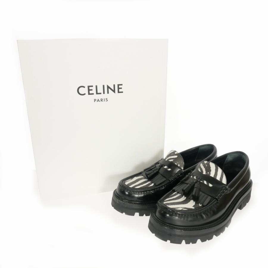CELINE（セリーヌ） ゼブラ柄 タッセルローファー チャンキーヒール