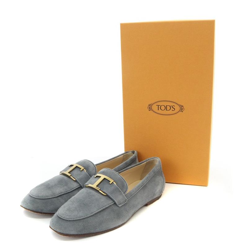 トッズ TOD'S Tタイムレス ローファー スエード 35 22cm グレー /AK