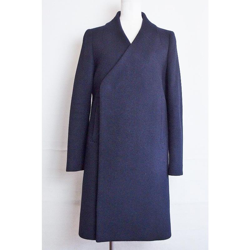 HYKE ハイク ノーカラー メルトン ウールコート 1 濃紺 : Visionヤフー