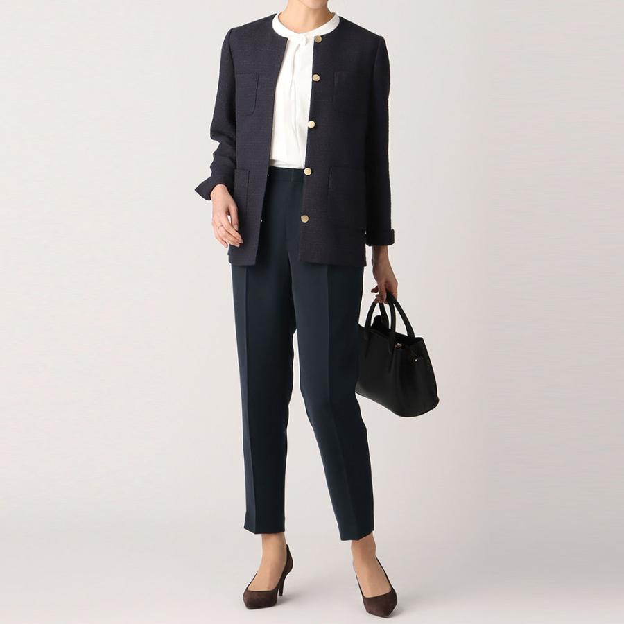 AOYAMA 【洋服の青山】ツイードジャケット レディース ノーカラー