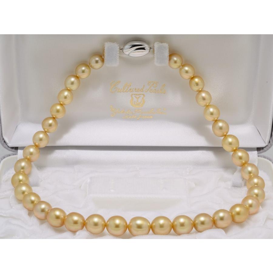 パールネックレス 南洋 白蝶 ゴールデンパール ネックレス9mmX11.5mm