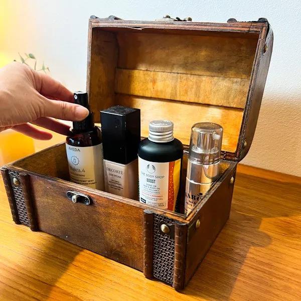 アンティーク調ウッドBOX（ボストン型）♪ 宝箱 収納雑貨 小物入れ