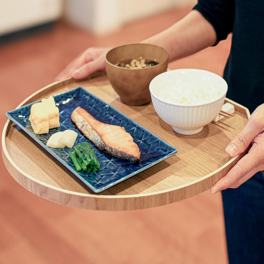 天然木 半月盆 36cm ナチュラル 4枚セット ｜ お盆 トレー 半月膳 木製