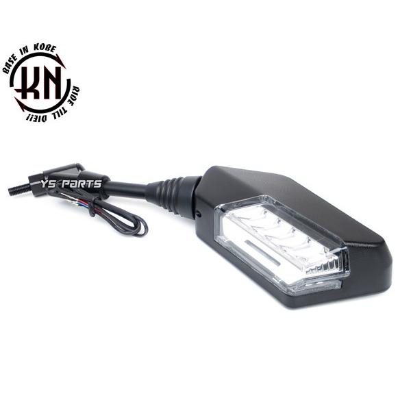 超高品質】シーケンシャルウインカー付ミラー[青デイライト]8mm逆