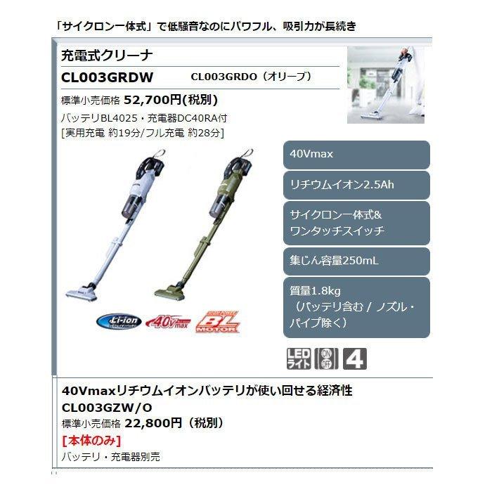 マキタ（makita） 40Vmax 掃除機 CL003GZW/O 充電式クリーナー