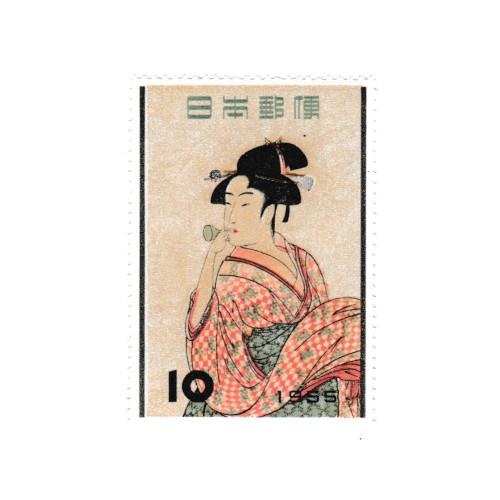 銭単位切手 見返り美人 月に雁 5面シート 2種とも糊落ち 14700円 銭