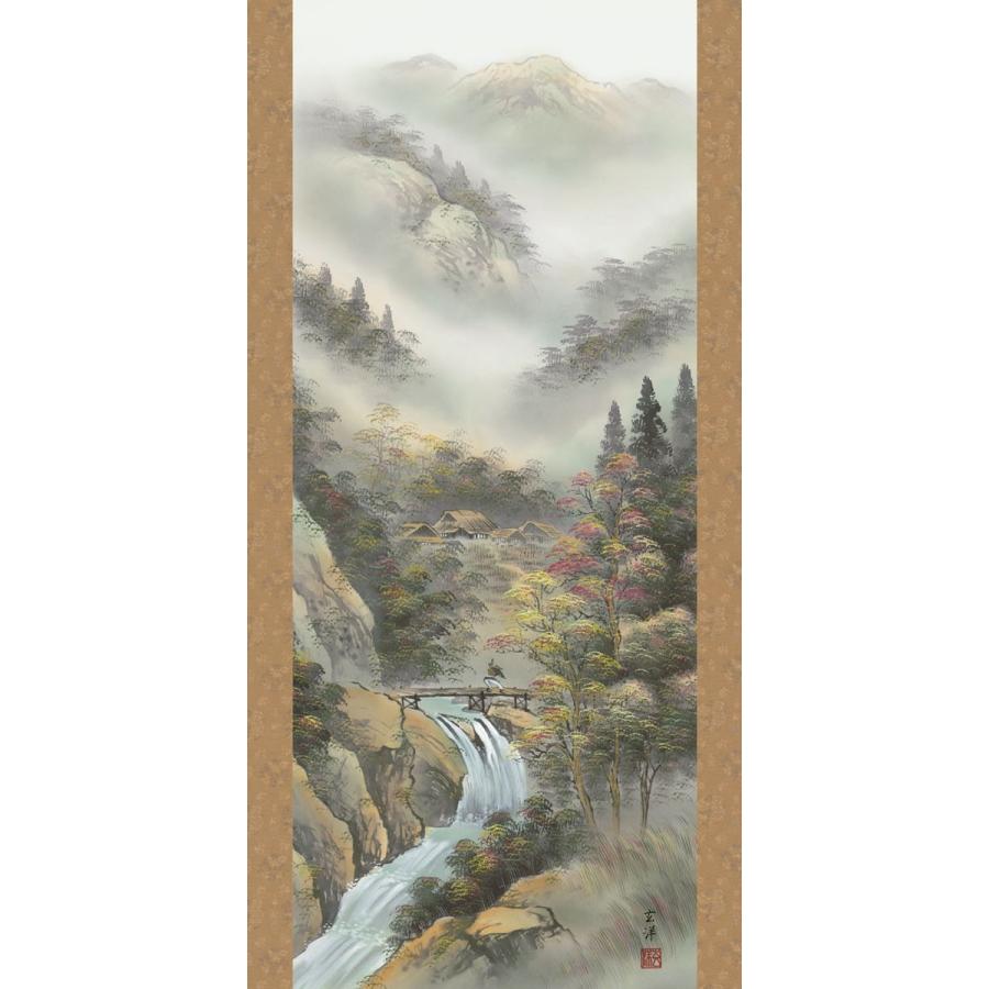 掛軸 (掛け軸) 四季山水 秋「紅葉錦衣」 近藤玄洋 尺三立 約横44.5×縦