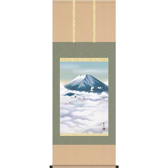 掛軸 (掛け軸) 黎明富士 伊藤香旬 尺五あんどん 約横54.5×縦140cm