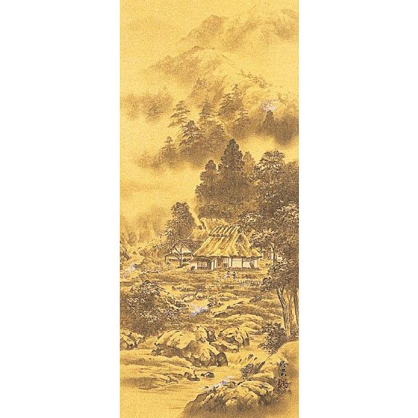 掛軸 (掛け軸) 開運四神相応山水 今井玲豊 尺五立 約横54.5×縦190cm