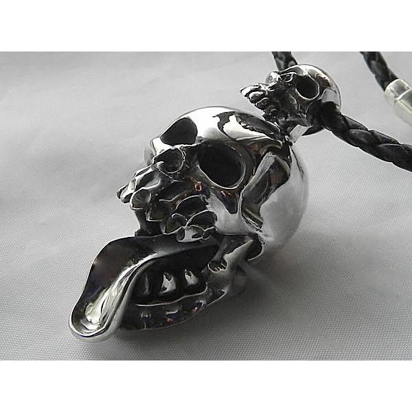 レザーチョカースカルネックレス スカルペンダント ドクロペンダント