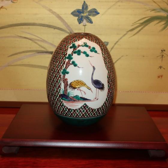 九谷焼 花瓶 陶器 伝統工芸九谷焼作家 花生 古九谷絵変 三代 三ツ井為