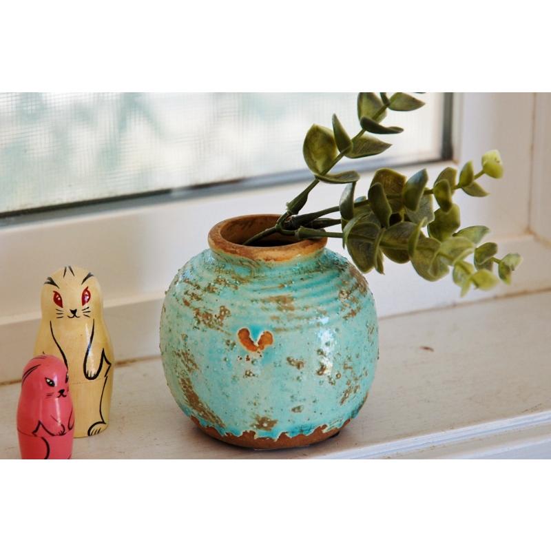 ガーデニング雑貨 一輪挿し いちりんざし 陶器 エメラルドグリーン