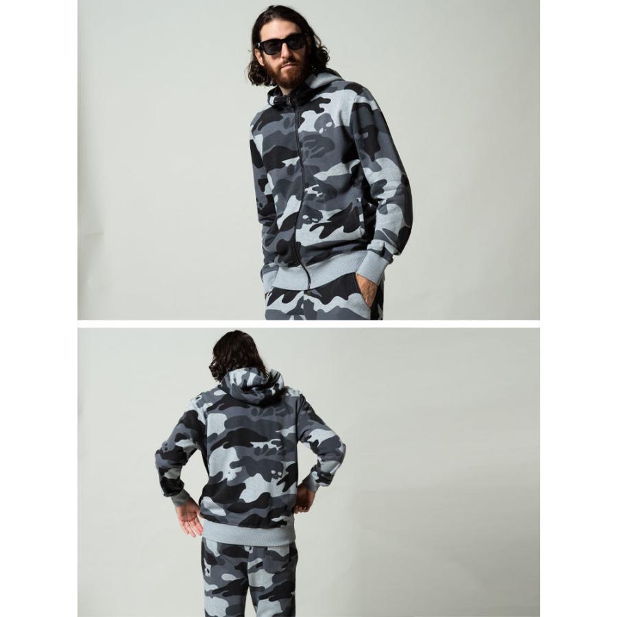 HYDROGEN（ハイドロゲン） メンズ 迷彩 スカル 総柄 パーカー ロング