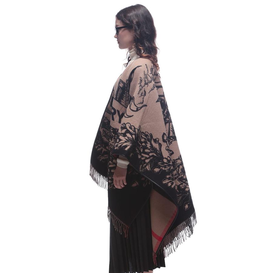 BURBERRY（バーバリー） リバーシブル ウール チェック×総柄 ケープ