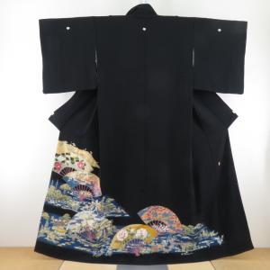 本加賀友禅 黒留袖 小田美知代 鶴に四季花文様 正絹 袷 広衿 比翼付