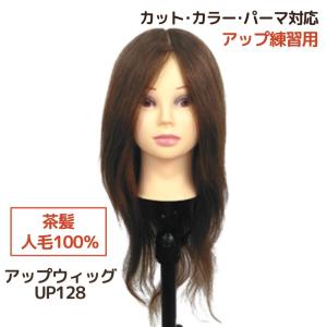 美容師 アップウィッグ 人毛100％ ライトブラウンヘアー ヘアアレンジ