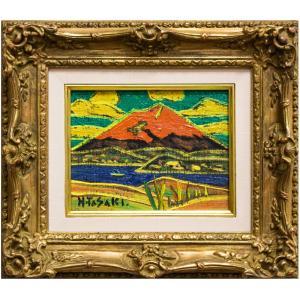 大沢武士 「 赤富士 」 油絵 ・ 油彩 SM ( サムホール ) 絵画 洋画