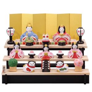 雛人形 コンパクト 陶器 小さい 可愛い ひな人形/ 錦彩華みやび雛（七