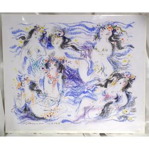 マイセン ハインツ・ヴェルナー直筆水彩画 パイプを吸う男達（額装