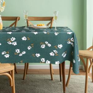 テブルクロス 濃い緑花 140*140汚れ防止 ビニール 撥水 撥油 おしゃれ