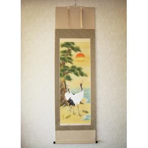 掛け軸 掛軸 松竹梅鶴亀 岩田文鳳 (真作・新品) 尺八立 : 掛け軸の専門