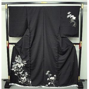 山口美術織物』刺繍訪問着 1424 錦繍御衣 青褐色 花 未仕立て : きもの