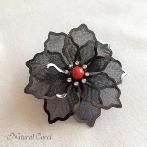 血赤珊瑚 ちあかさんご ブローチ 小花 シルバー ナチュラルコーラル