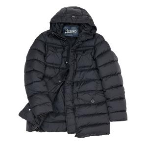 HERNO（ヘルノ） ダウン ブルゾン メンズ ロゴ プレート フード着脱