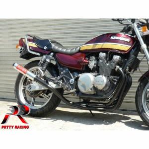 プリティ― KAWASAKI ゼファー400 ガニマタ ブレット管 マフラー 黒
