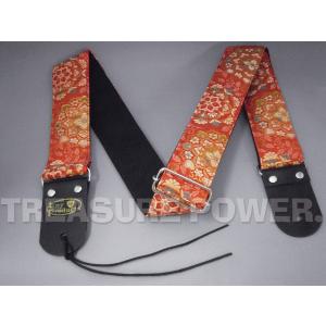 和柄ギターストラップ 波紋様/白 tiny products 京都西陣織 金襴生地