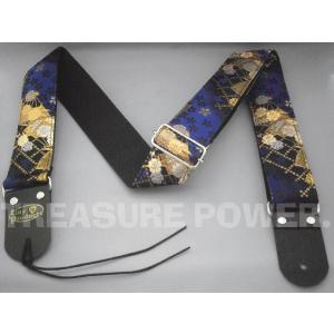 和柄ギターストラップ 扇/黒-紫 tiny products タイニープロダクツ