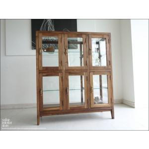 チーク総無垢 ショーケースカウンターQuese ガラスケース 飾り棚 店舗