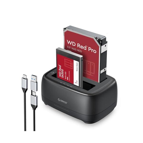 ORICO HDDスタンド 2台搭載 40TB HDD SSD クローン/コピー 2.5 インチ