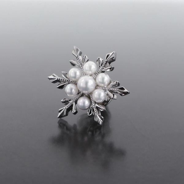 ミキモト ブローチ 雪の結晶 シルバー パール タックピン ジュエリー