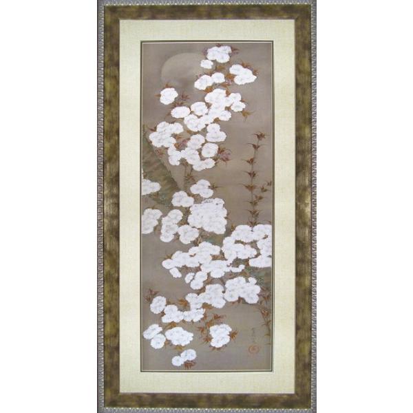 日本画 和風フレーム 狩野永徳「桜と孔雀」5Lサイズ 絵画 壁掛け 壁