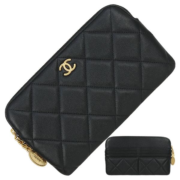 マトラッセ シャネル ポーチ ウォレット キャビアスキン ブラック 1139