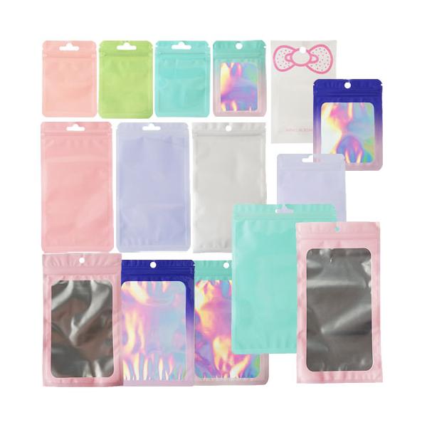 ジッパー付き チャック付き 袋 無地 カラー ギフトバッグ 中が見える