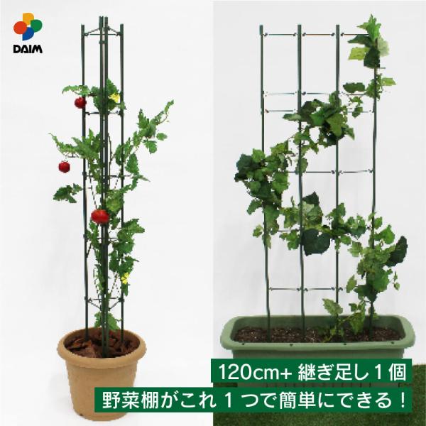 DAIM 野菜棚 棚 高さ120cm +継ぎ足しセット1個 支柱棚 トマト キュウリ