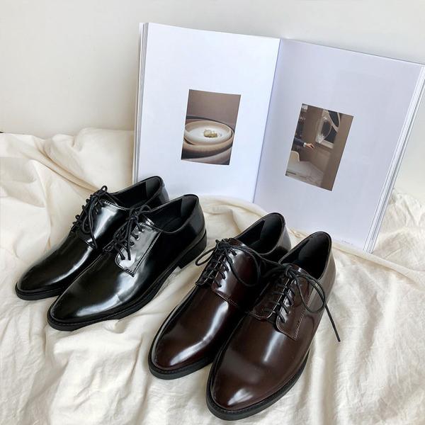 オックスフォードシューズ レースアップ ローヒール フラット おじ靴
